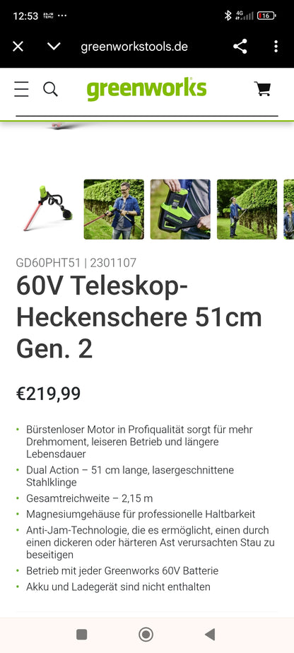 Akku Heckenschere 60V