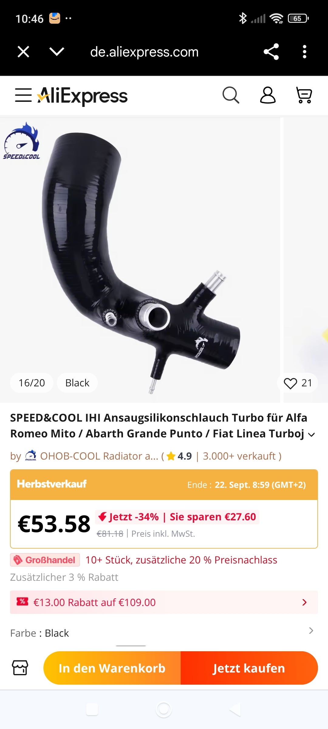 Ansaugsilikon Schlauch